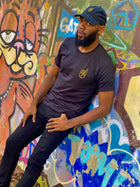 Super Soft Black & Gold Embroidered Tee