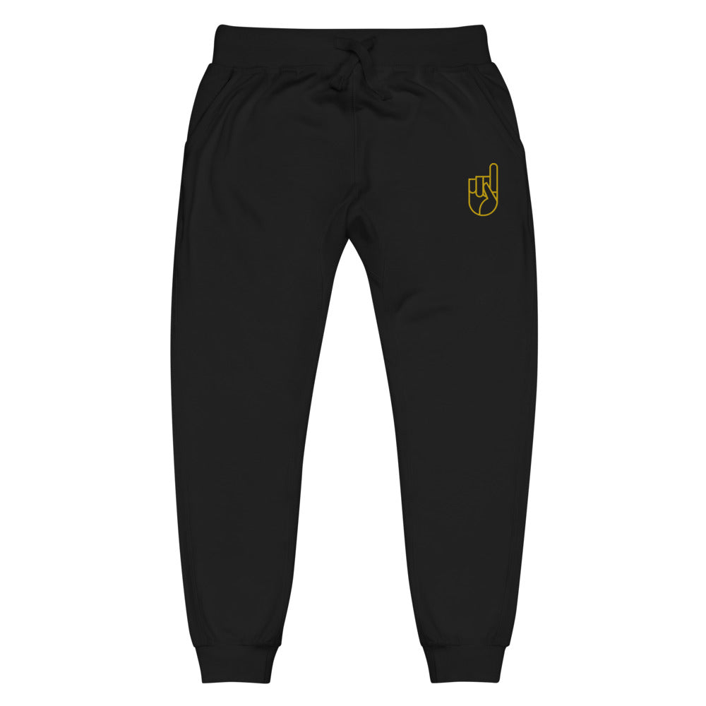 Black and Gold Embroidered Fleece Pants (Unisex) - Main Image