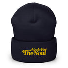 Navy and Gold Soul- Embroidered Beanie