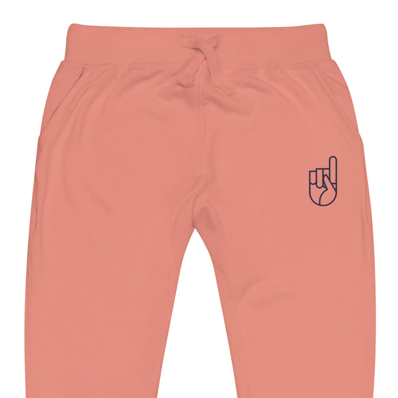 Dusty Rose and Navy Embroidered Fleece Pants (Unisex)