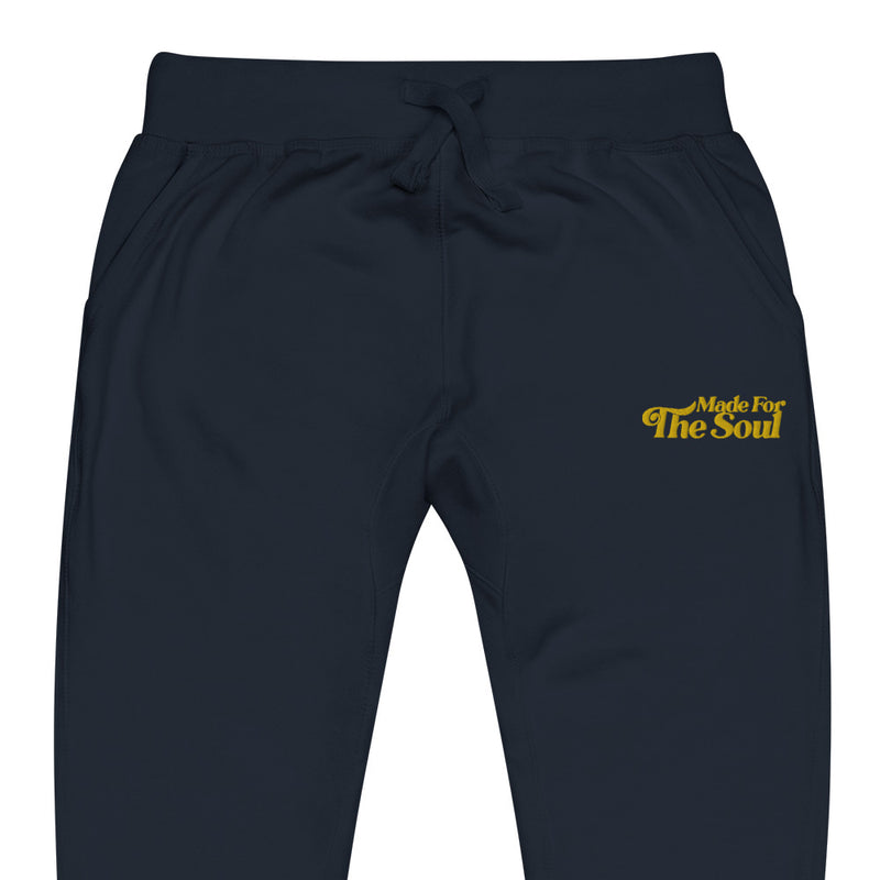 Navy and Gold Soul- Embroidered Fleece Pants (Unisex)