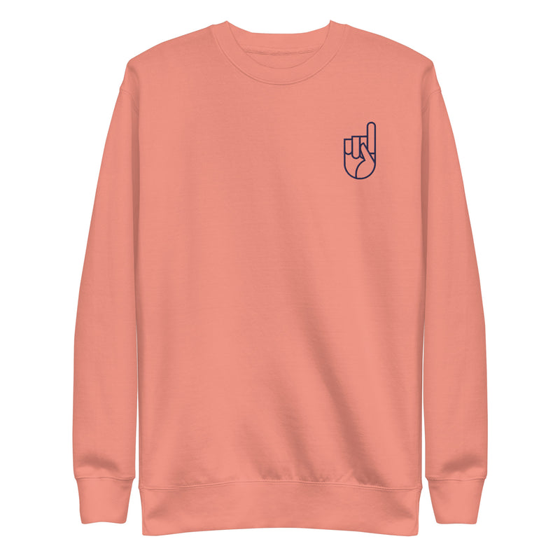 Dusty Rose and Navy Embroidered Fleece Pullover (Unisex)