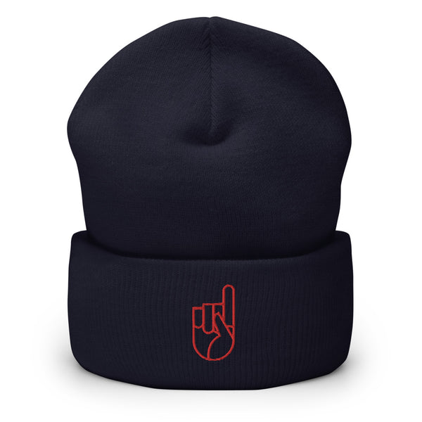 Navy and Red Embroidered Beanie