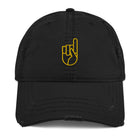 Black And Gold Stitched Distressed Dad Hat
