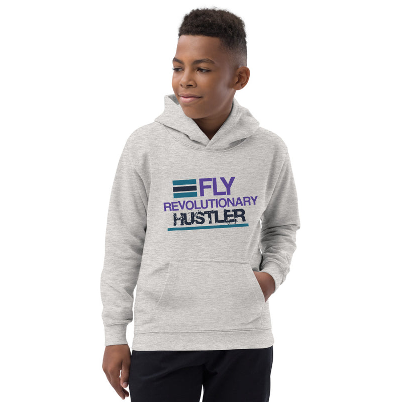 Gray, Navy, Purple, and Teal Graphic Kids Hoodie
