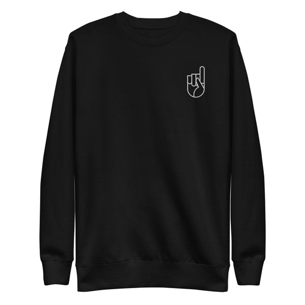 Black and White Embroidered Fleece Pullover (Unisex)