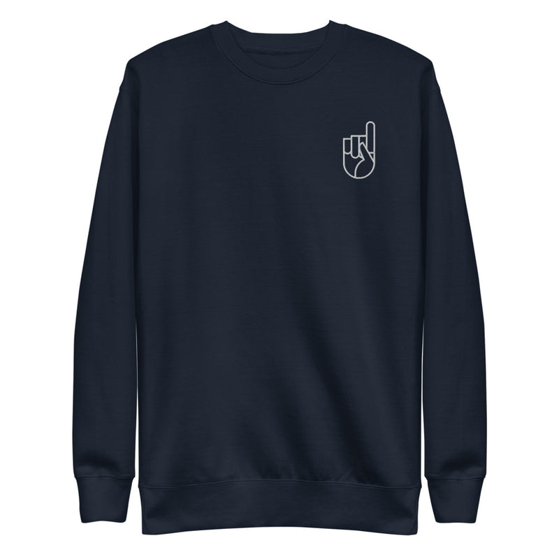 Navy and White Embroidered Fleece Pullover (Unisex)