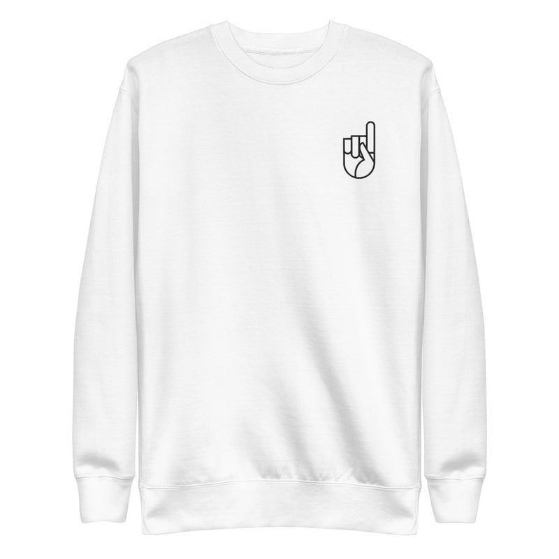 White and Black Embroidered Fleece Pullover (Unisex)