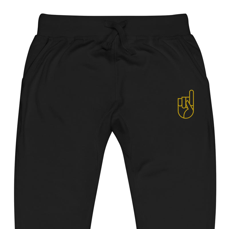 Black and Gold Embroidered Fleece Pants (Unisex)