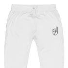 White and Black Embroidered Fleece Pants (Unisex)