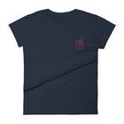 Navy and Red Embroidered Women's Tee