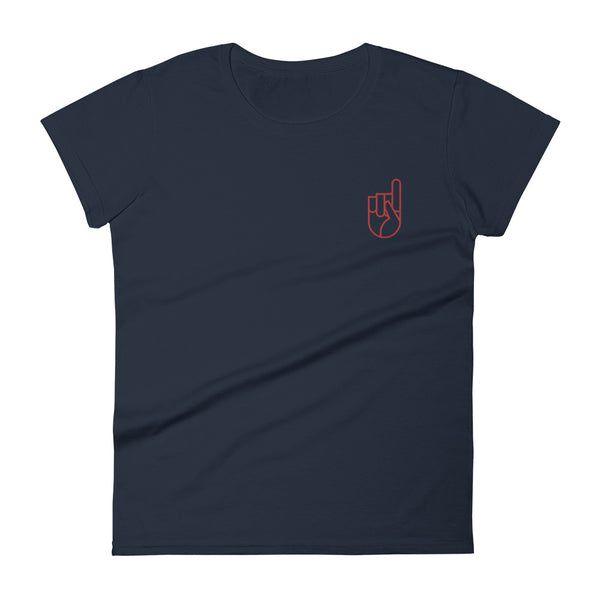 Navy and Red Embroidered Women's Tee