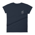 Navy and White Embroidered Women's Tee